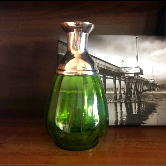 Green Glass Bud Vase with Silver Neck Detail - Picture 7 of 7